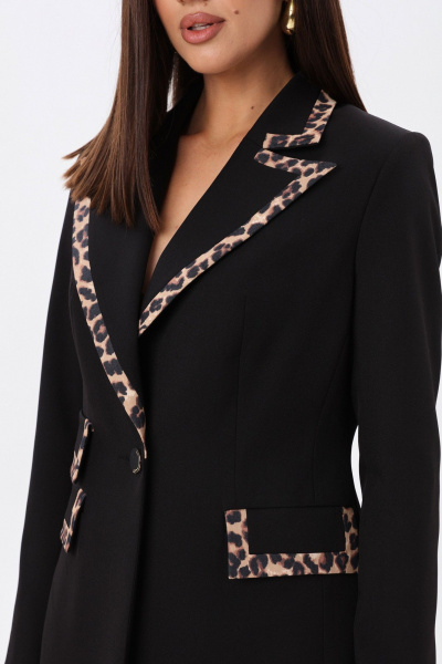 Костюм из жакета и брюк с леопардовым кантом LM К5005 - фото 10