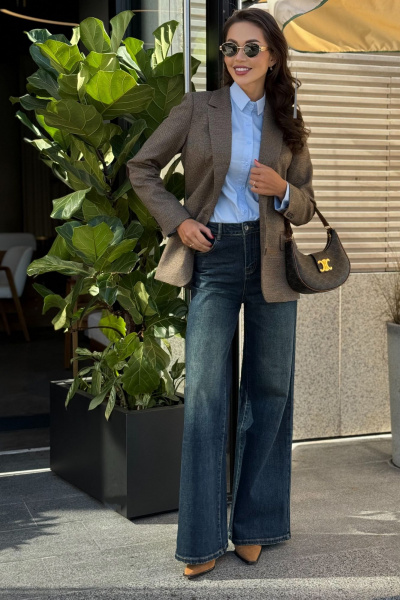 Жакет из шерстяной ткани гусиная-лапка для делового образа Urs 24-378-1 - фото 9