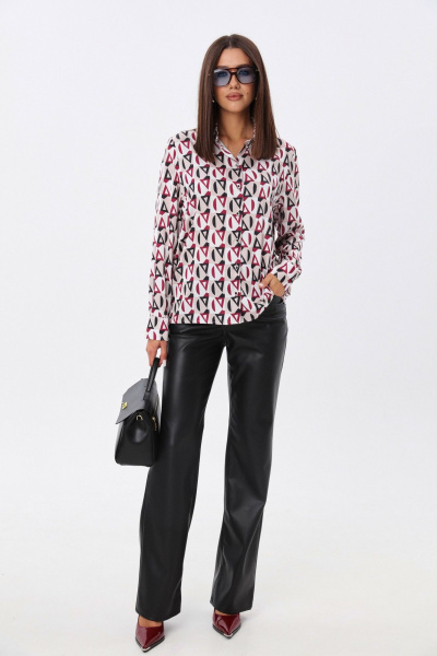 Комплект блузка, жилет и брюки из текстиля и экокожи LM К5001 - фото 5