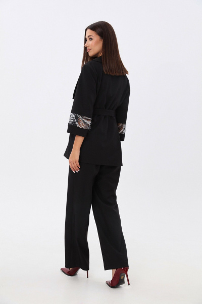 Костюм 2-ка брюки и кардиган из текстиля демисезонный LM К4445 черный - фото 5