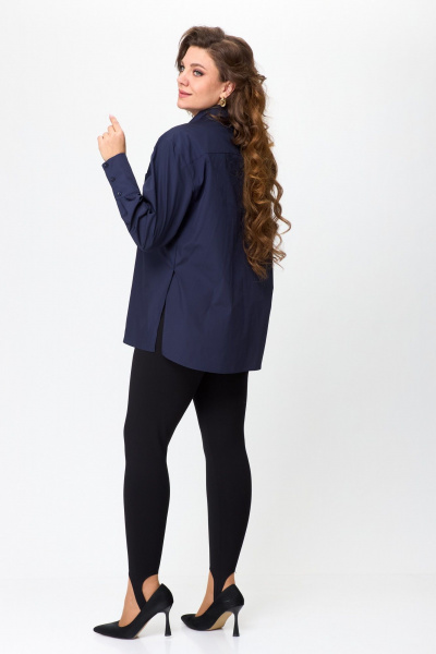 Рубашка свободного кроя в стиле оверсайз из текстиля Avenue 0301-8 синий - фото 7