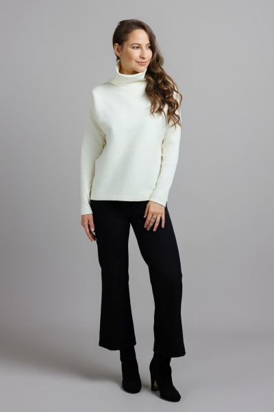 Джемпер с сетчатым и текстурным акцентом стиль на каждый день Mirolia 1219 кремовый - фото 2