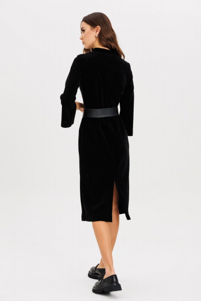 На каждый день платье полуприлегающего силуэта с поясом из трикотажа AVEEVA 5211 черный - фото 7