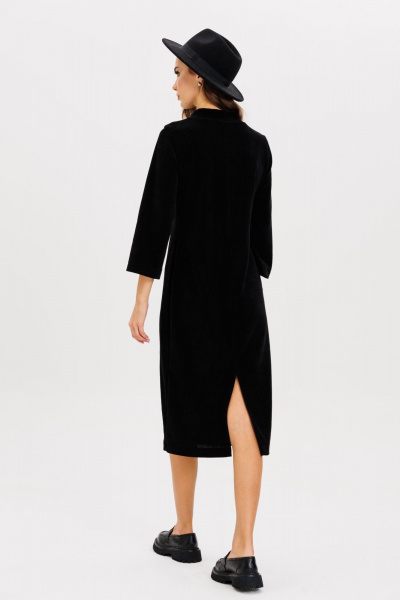 На каждый день платье полуприлегающего силуэта с поясом из трикотажа AVEEVA 5211 черный - фото 6