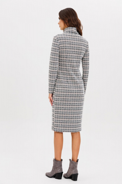 Платье трикотажное с поясом, полуприлегающий силуэт AVEEVA 5212 серое - фото 8