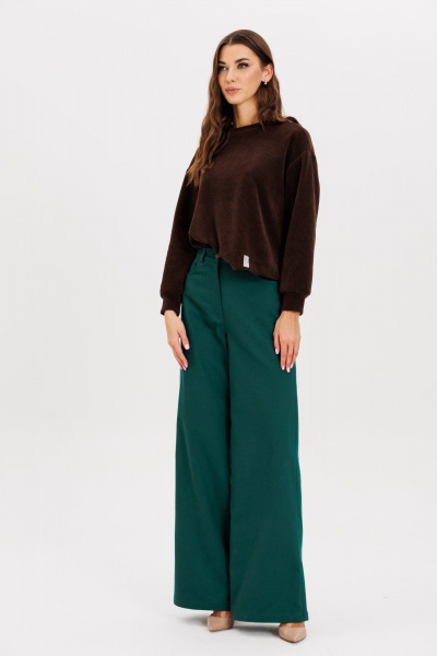 Демисезонный джемпер из мягкого трикотажа из вельвета AVEEVA 5475 шоколадный - фото 3