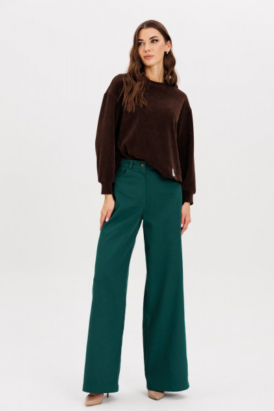 Демисезонный джемпер из мягкого трикотажа из вельвета AVEEVA 5475 шоколадный - фото 1