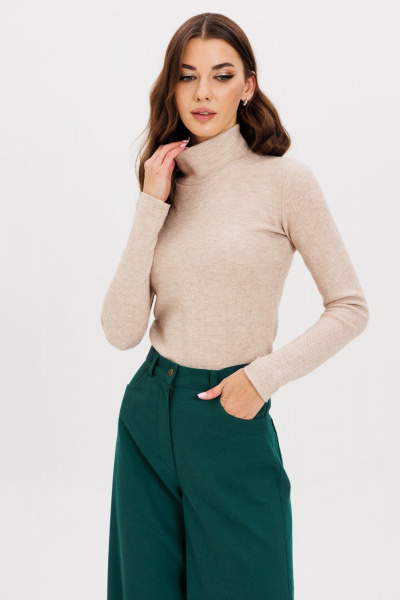 Демисезонный теплый гольф из плотного трикотажа AVEEVA 5476 бежевый - фото 3