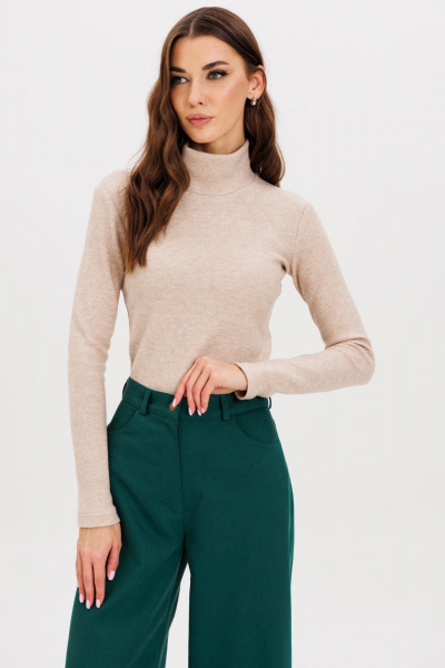 Демисезонный теплый гольф из плотного трикотажа AVEEVA 5476 бежевый - фото 1