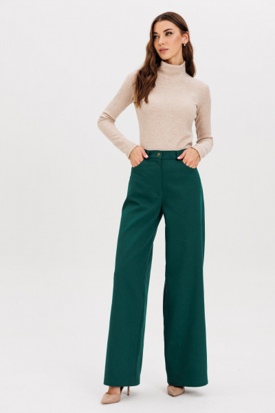 Демисезонные классические брюки из текстиля AVEEVA 5838 изумруд - фото 6