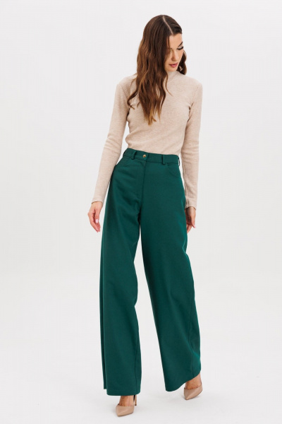 Демисезонные классические брюки из текстиля AVEEVA 5838 изумруд - фото 5