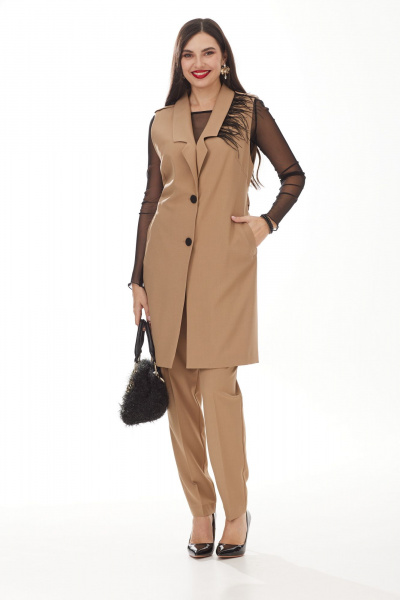 Брюки, жилет Твой имидж 1877 бежевый - фото 1