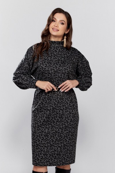 Платье свободного силуэта из трикотажа, рукав летучая мышь Verita 2330 темный_леопард - фото 7