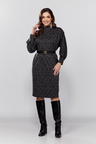 Платье свободного силуэта из трикотажа, рукав летучая мышь Verita 2330 темный_леопард - фото 2