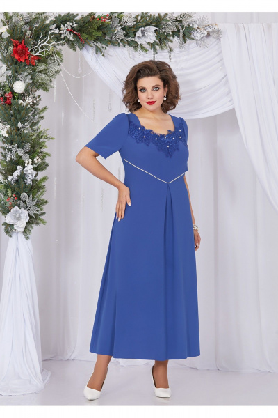 Платье из кружевного текстиля, с эффектным вырезом и бусинами Mira Fashion 5487 - фото 1