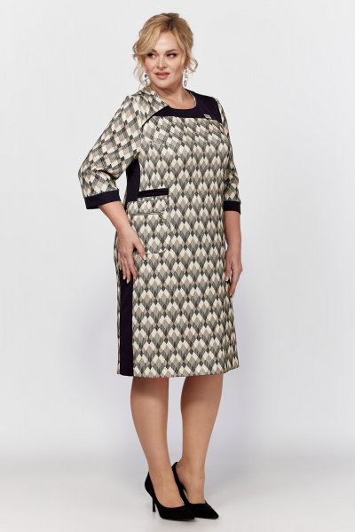 Платье из трикотажа с контрастными вставками и бочками Algranda А4028 - фото 6