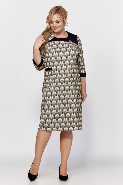 Платье из трикотажа с контрастными вставками и бочками Algranda А4028 - фото 9