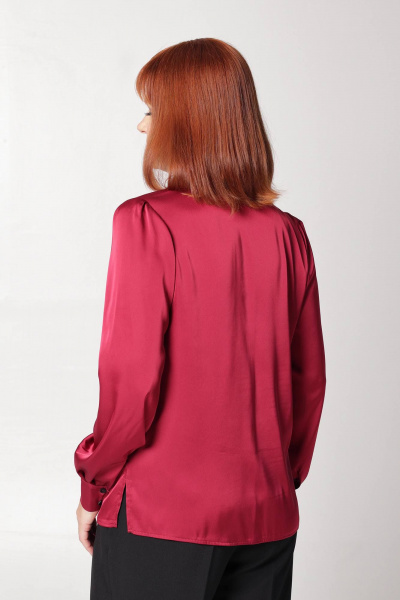 Блуза женская с воротником-рубышкой и разрезами Соджи 632 бордовый - фото 5