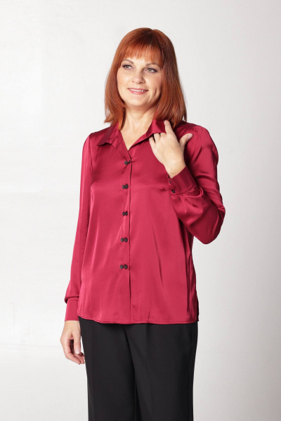 Блуза женская с воротником-рубышкой и разрезами Соджи 632 бордовый - фото 1