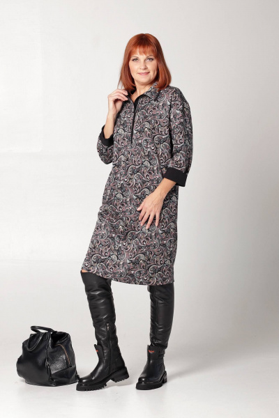 Многоуровневое платье из трикотажа с накладными карманами Соджи 635 черный - фото 6