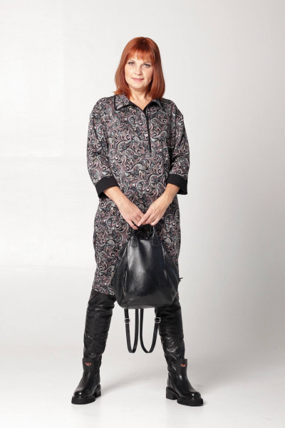 Многоуровневое платье из трикотажа с накладными карманами Соджи 635 черный - фото 2