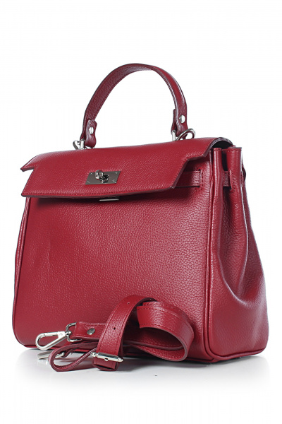 Классическая кожаная сумка на коротких ручках Galanteya 11024.24с1006к45 красный_т. - фото 1