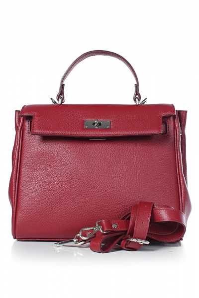 Классическая кожаная сумка на коротких ручках Galanteya 11024.24с1006к45 красный_т. - фото 2