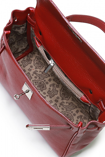 Классическая кожаная сумка на коротких ручках Galanteya 11024.24с1006к45 красный_т. - фото 5