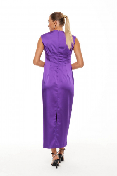 Платье из атласного текстиля с талиевым силуэтом Панда 165880w фиолетовый - фото 3