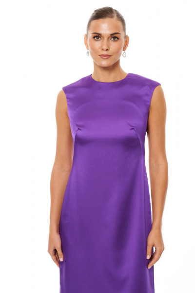 Платье из атласного текстиля с талиевым силуэтом Панда 165880w фиолетовый - фото 2