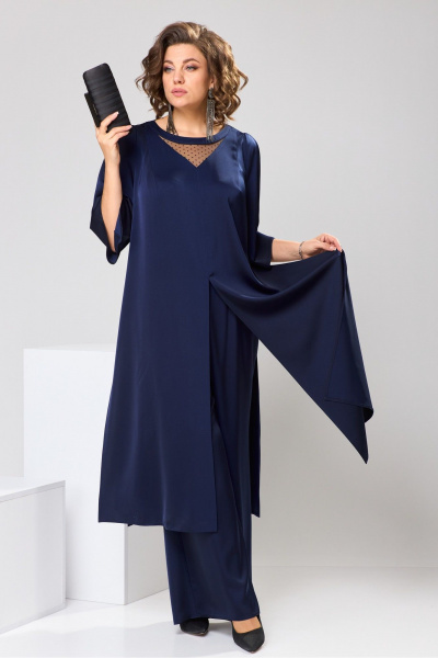 Нарядный комплект туники и брюк из текстиля Romanovich Style 3-2749 синий - фото 7