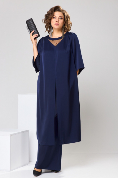 Нарядный комплект туники и брюк из текстиля Romanovich Style 3-2749 синий - фото 2