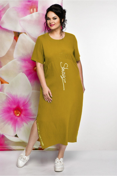 Платье свободного силуэта из вискозы с стразами Solomeya Lux 473-4 - фото 1