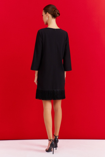 Нарядное платье с бахромой и потайной молнией DILIA 0908 черный - фото 2