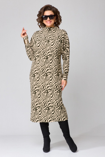 Платье свободного А-силуэта из трикотажа с воротником Орхидея 1499 - фото 5