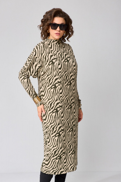 Платье свободного А-силуэта из трикотажа с воротником Орхидея 1499 - фото 4