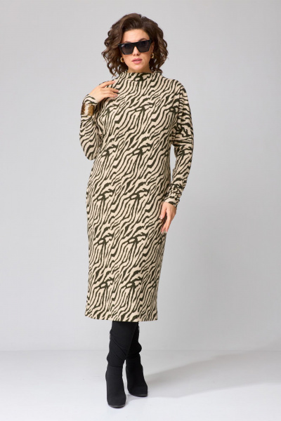 Платье свободного А-силуэта из трикотажа с воротником Орхидея 1499 - фото 3