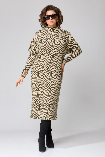 Платье свободного А-силуэта из трикотажа с воротником Орхидея 1499 - фото 1