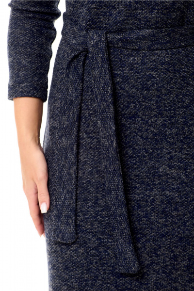 Платье полуприлегающего силуэта из буклированного трикотажа Abbi 1044 сине-серые-тона - фото 13