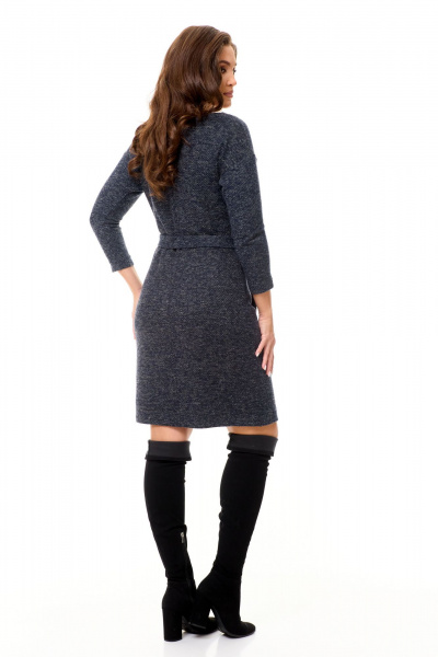 Платье полуприлегающего силуэта из буклированного трикотажа Abbi 1044 сине-серые-тона - фото 11
