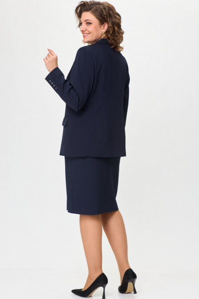 Комплект жакет и юбка прямого силуэта из текстиля БелЭльСтиль 205-2_80_22+603-2_48_22 синий_однотон - фото 9