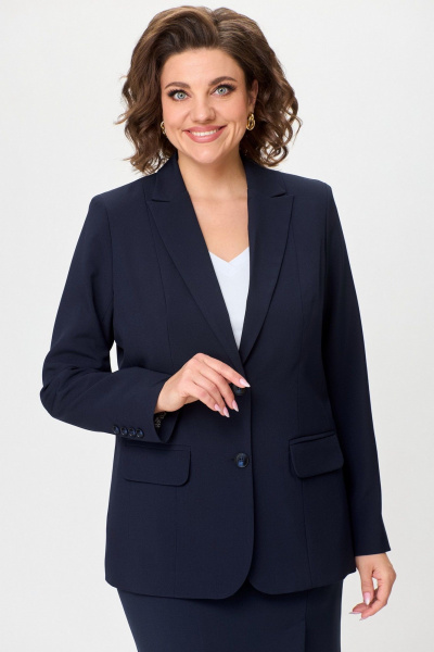 Комплект жакет и юбка прямого силуэта из текстиля БелЭльСтиль 205-2_80_22+603-2_48_22 синий_однотон - фото 8