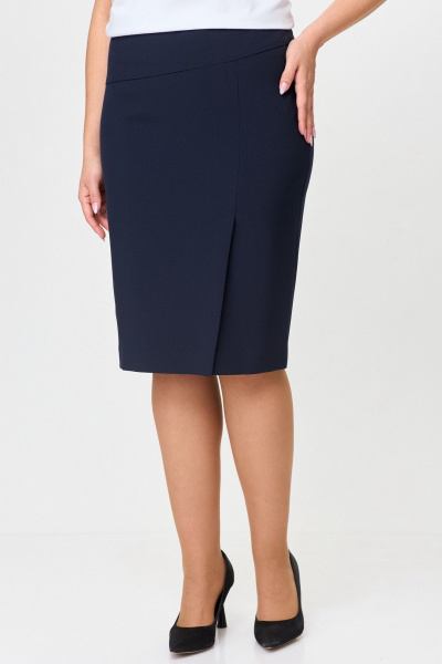 Комплект жакет и юбка прямого силуэта из текстиля БелЭльСтиль 205-2_80_22+603-2_48_22 синий_однотон - фото 6