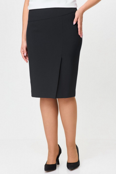 Комплект жакет и юбка в стиле деловой классики БелЭльСтиль 205-2_80_22+603-2_48_22 черный_однотон - фото 6