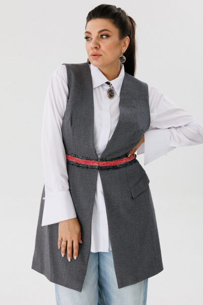 Удлиненный жилет из костюмной ткани с карманами Anelli 1183 - фото 4