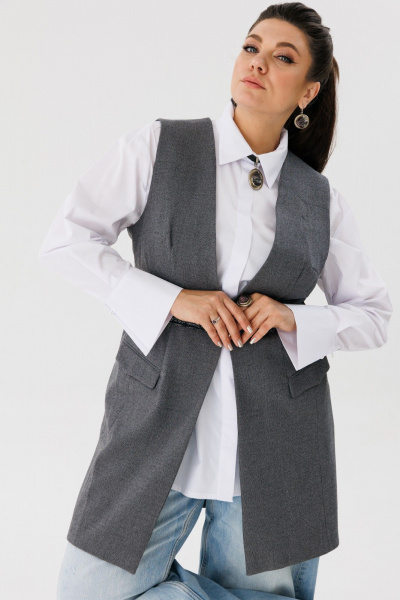 Удлиненный жилет из костюмной ткани с карманами Anelli 1183 - фото 1