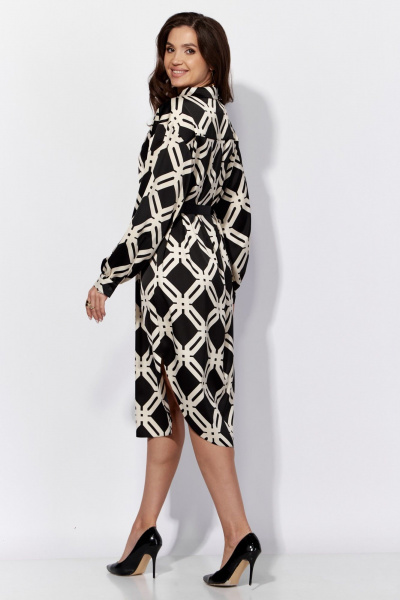 Платье с длинным рукавом, кокеткой и разрезами TAiER 1295 мультиколор - фото 3