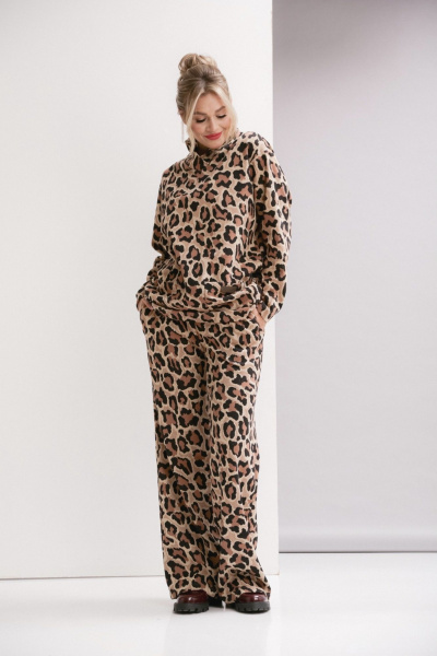 Демисезонный костюм 2-ка из трикотажа: джемпер и брюки прямого кроя Ma Vie М-669 - фото 1