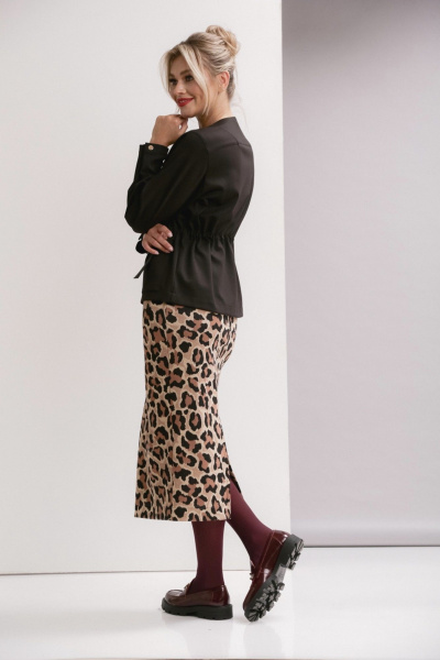 Юбка-карандаш из вискозы и трикотажа, без застежки, с карманами Ma Vie М-671-2 - фото 2