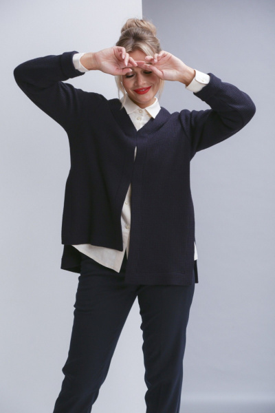 Комплект 3 предмета: рубашка, джемпер и зауженные брюки из текстиля Ma Vie М-676/1 - фото 11